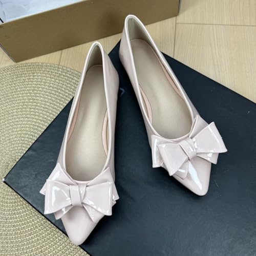 Image of TN TANGNEST Flats Shoes Women Comfort Casual Loafers | Classic Pointed Toe Bowknot Flats Cute Slip On Flats, Wear to Work Travel Walk