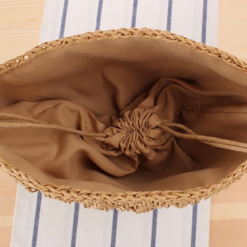 Straw Bucket Bags Women Crossbody Bag Boho Purses Woven Handbags Brown Cute Shoulder Bag3