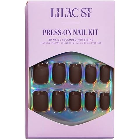 Lilac St - Press on Nails, Semi-Sweet (30 Nails, 15 Sizes) - Short, Square, Matte + Glossy, Opaque - Brush-On Nail Glue, Nail File, Cuticle Stick, Prep Pad - Cruelty Free, Vegan, Women Founded Cover