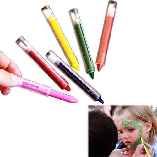 Halloween Face Paint Crayon - Pack of 6 Crayon Sticks Bright Makeup Painting Kit. 6 Color Assortment