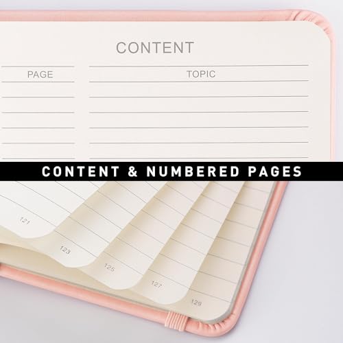 Image of RETTACY Lined Journal Notebook, 192 Numbered Pages, A5 Size (5.7'' x 8.3'') | Leather Hardcover, 100 GSM Thick Paper, for Men & Women, Journaling, Writing, Work & Office (Pink)