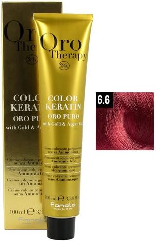 Fanola Oro Puro Hair Coloring Cream, Red 6.6 Dark Blonde Red 100ml