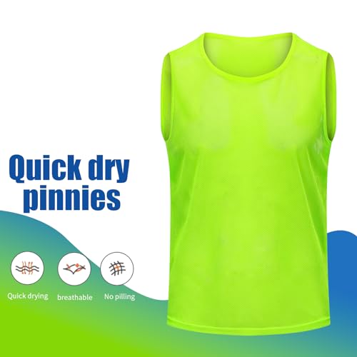 Image of 12 /24 /48Pcs Soccer Pinnies Youth, Scrimmage Team Practice Vests | Mesh Printed and Unprinted Numbers Team Pennies for Basketball Soccer Football Bibs Adults Kids