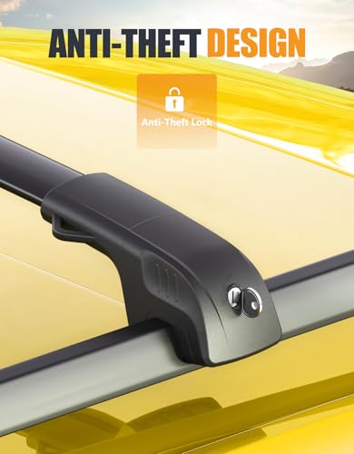 Image of KINGGERI 300lbs Lockable Roof Rack Cross Bars Compatible with Toyota Highlander 2008-2013 with Raised Side Rails, Heavy Duty Aluminum Roof Rails Crossbars Luggage Skiboard Car SUV Accessories