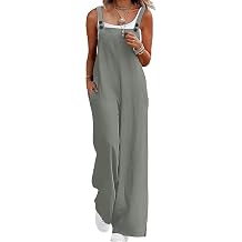Nfsion Womens Casual Overalls Adjustable Straps Baggy Wide Leg Jumpsuits Lightweight Comfy Rompers Outfits with Pockets