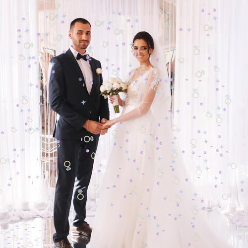 Image of 300 PCS Iridescent Bachelorette Confetti, Engagement Confetti Wedding Shower Table Decorations, Ring Table Scatters for Bridal Shower Decorations