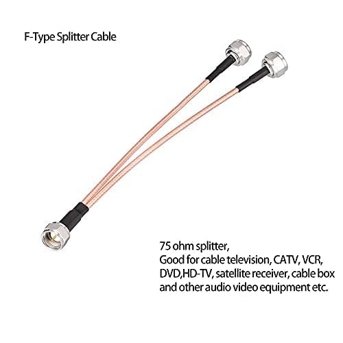 Image of Superbat F Type Splitter Cable 6inch Coax 75 Ohm TV Splitter for Cable Box