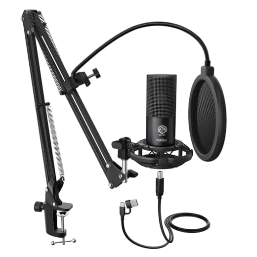 FIFINE Studio Condenser USB Microphone Computer PC Microphone Kit with Adjustable Boom Arm Stand Shock Mount for Instruments Voice Overs Recording Podcasting YouTube Vocal Gaming Streaming-T669