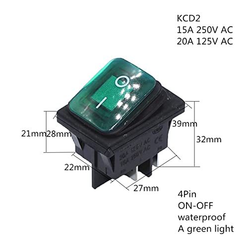 Interrupteur à bascule robuste KCD2 250V 20A avec LED étanche auto