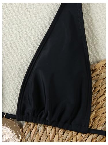 Maillot de bain 2 pièces noir anti-marques de bronzage avec ficelles ajustables