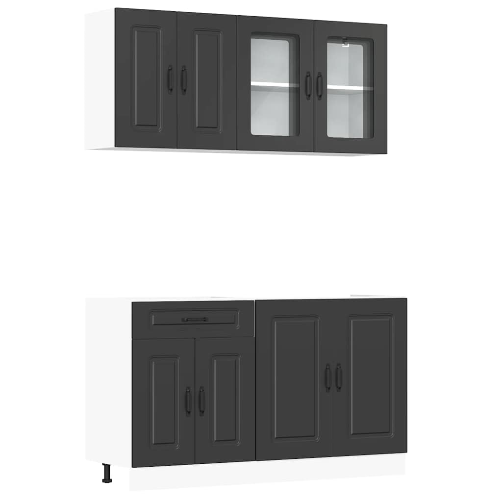 Gecheer Set Mobili da 4 pz Kalmar Neri Legno Multistrato