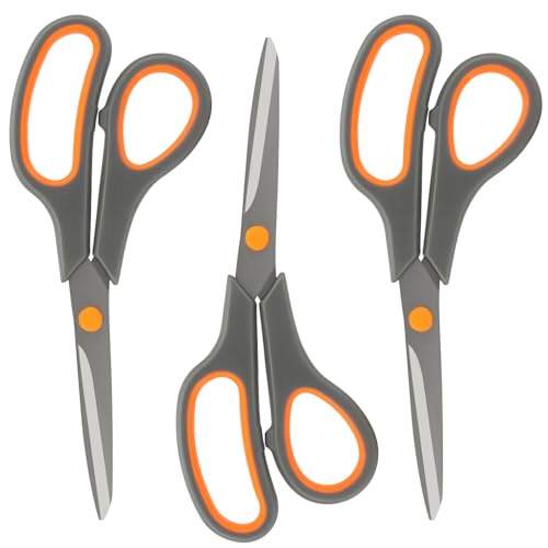 Lapensa - Scissors 3-Pack,8'' Multipurpose Scissor with Ultra Sharp 2.5mm Titanium Plating Blades,Comfortable Handles Heavy Duty Scissor for Office Craft Home School Supplies, Right/Left Handed Scissors - -10%