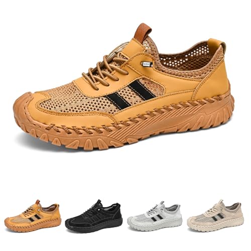 Zenfaze Orthopedic Shoes for Men, Slip-On Leather Walking Sneakers with Arch Support, Wide Fit Orthotic Loafers for Casual Comfort