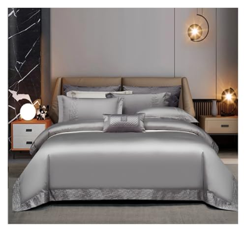 DANNMPX Quilt Cover Set Simple Bedding Set 4 Piece Duvet Cover Cotton Lightweight Bed Sheet Long-staple Bedding(G,1.5m)
