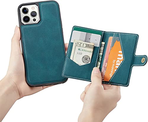 Étui de protection iPhone 13 vintage en cuir PU avec support béquille antichoc bleu - 7