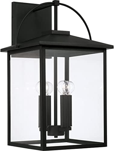 Capital Lighting 948041BK Bryson Transitional Clear Glass Outdoor Wall Lantern, 4-Light 240 Total Watts, 23" H x 13" W, Black