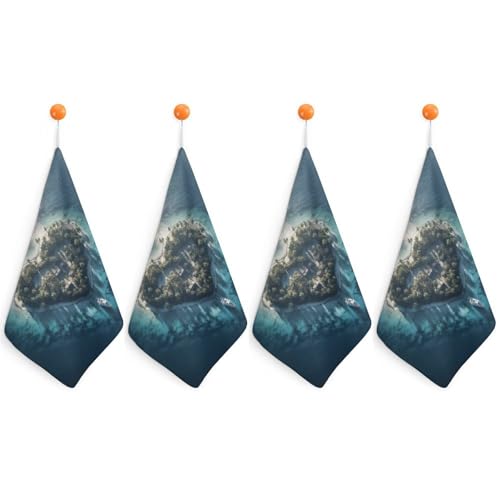 NTVOWPZO 4PCS Kitchen Towels Set Super Absorbent Dish Towels 12 X 12 Inches Multipurpose Dishcloth Heart Shaped Island Hand Towel Microfiber Cleaning Cloth for Cooktop Dishes Sinks Dishcloths