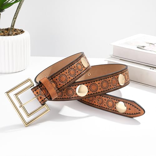 Elegant PU Belt Soild Casual Jeans Waist Belt Retro Western Buckles Waistband for Fashion Enthusiasts2