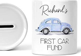Gift For Boys Personalised First Car Fund Piggy Bank 17th Birthday Gifts Money Box For Him Mens Custom Name Learner Driver Savings Jar Birthday Ceramic Keepsake Christmas