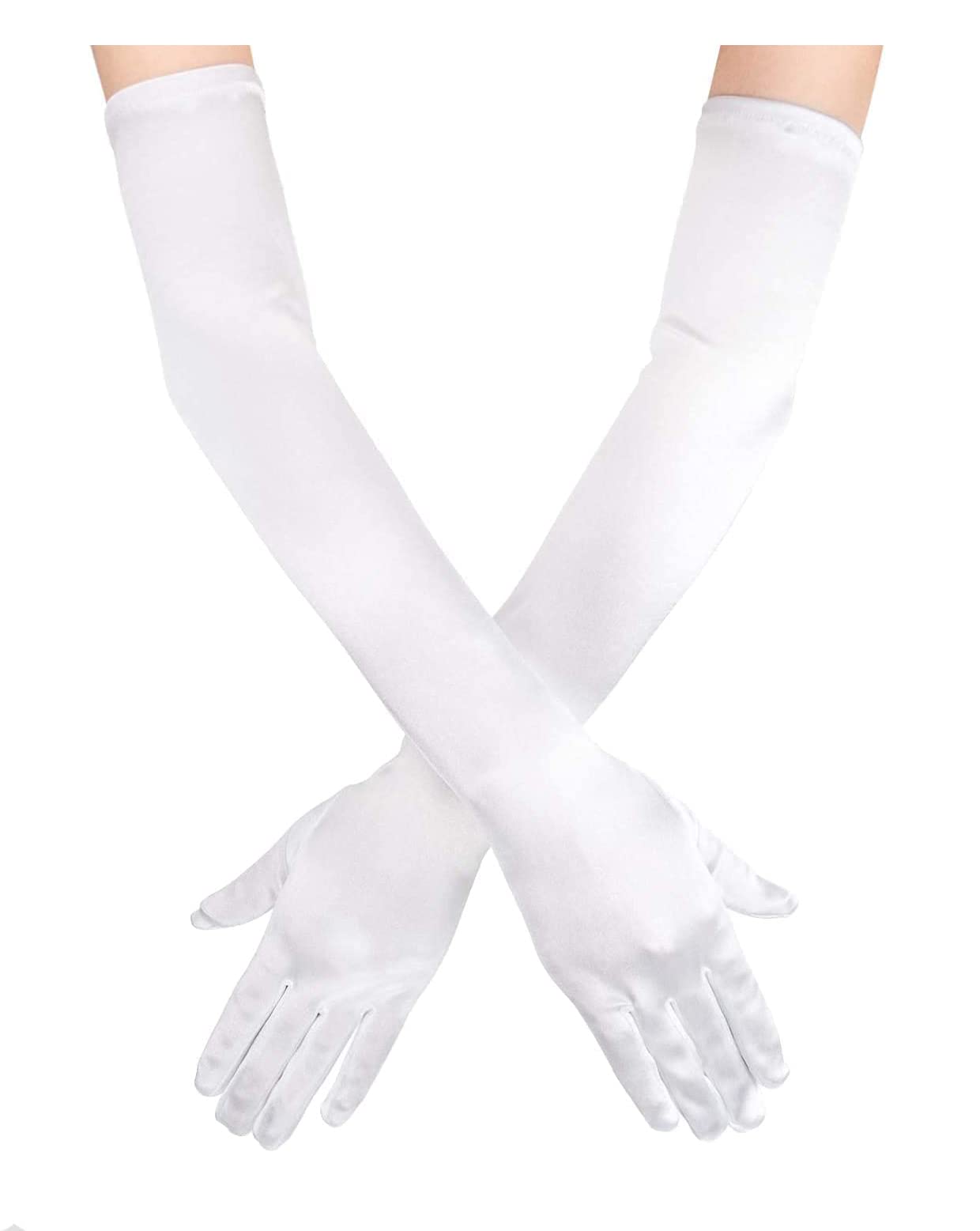 Satin Elbow Length Evening Gloves - Bridal & Wedding Gloves in 1920s Style for Women