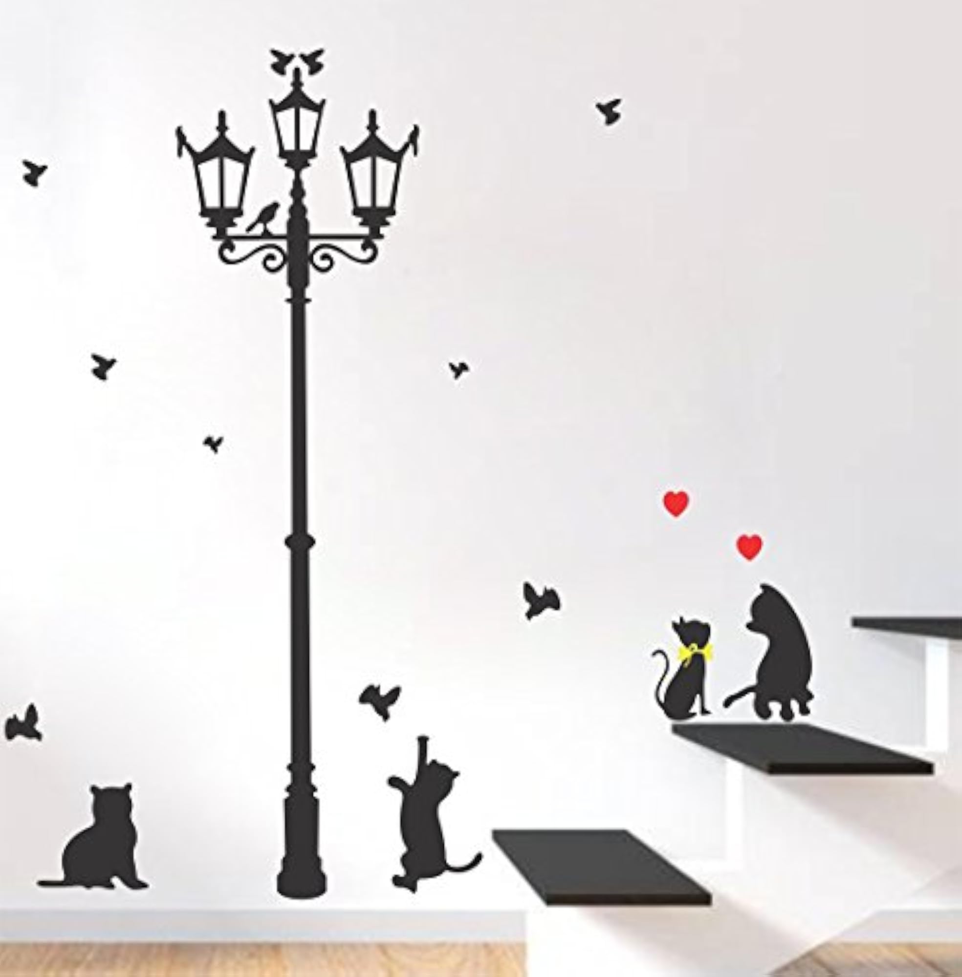 Cats Enjoying Street Light Wall Sticker for Decoration