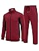 COOFANDY Mens Activewear Tracksuit Lounger Track Suit Lightweight Sweatsuits 2 Piece Soprt Set Warm Up Suit Wine Red