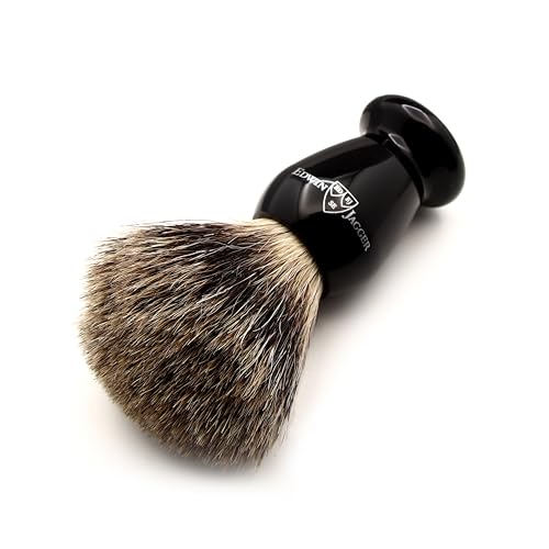 Edwin Jagger 1EJ946SDS Classic Best Badger Hair Exfoliating Shaving Brush with Stand for Shaving Cream or Shaving Soap for Men and Women (Imitation Ebony) - Thumbnail 2