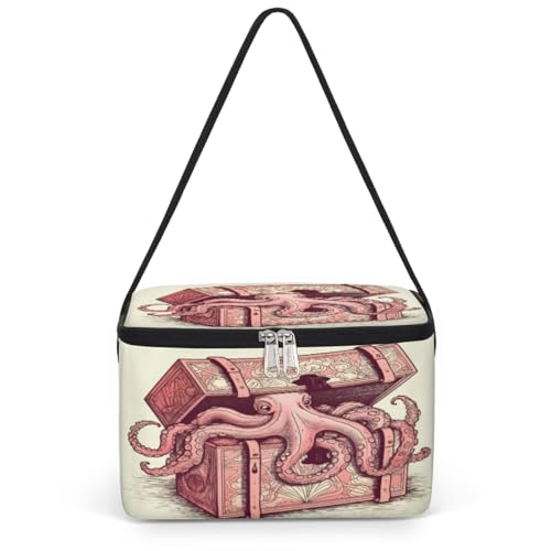 GzLeyigou Octopus Lunch Bags for Women Men 9 Cans, Hot & Cold Food Delivery Bag Insulated Grocery Bag Insulated Lunch Box Aquatic Animal Cooler Bag for Office Work Picnic Beach