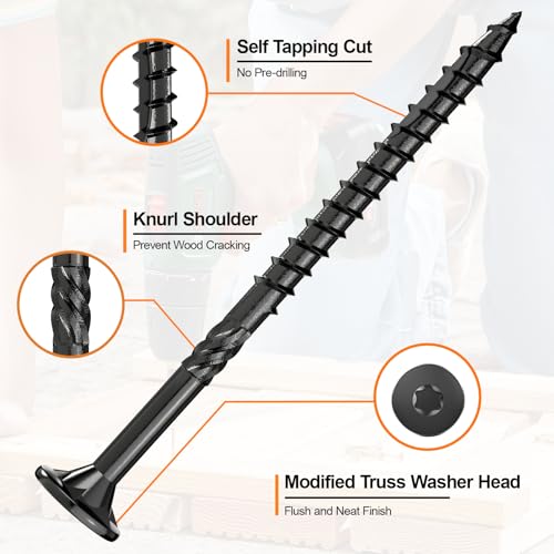 Image of #8 x 2-1 /2 inch Deck Screws, 2000Pcs Star Drive Wood Screws, Rust Resistant Timber Screws for Timber /Log /Landscaping Wood, T20 Star Bit Included, Black
