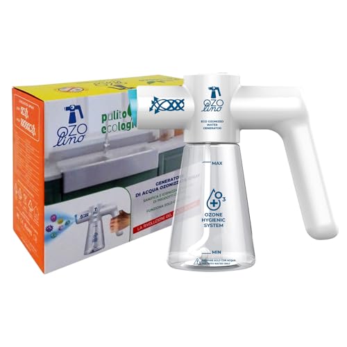 OZOlino – Pulverizador eléctrico con agua ozonizada | Generador de ozono en aerosol - Higienizador recargable | Saneamiento ecológico sin detergentes químicos - elimina virus, hongos, bacterias