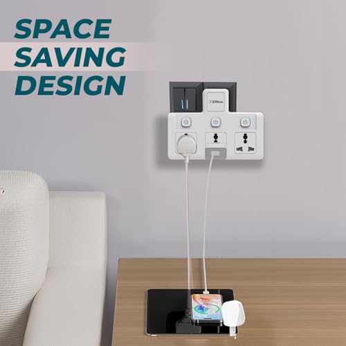 Image of EMBOX Multi Plug Socket with Individual Switch-Cordless Extension Board with 3 Universal Sockets-Multiplug -1500W