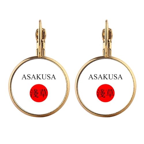 Boucles d'oreilles Asakusa à clip dorées avec drapeau japonais pour look nippon unique