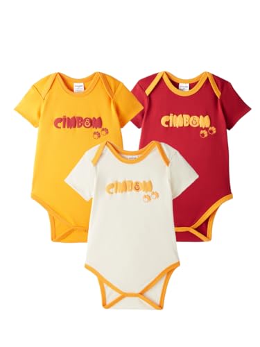 GSStore Galatasaray 3`lü Kısa Kollu Bebek Body B251003, Ekru-Sarı-Kırmızı, 24-36 Ay