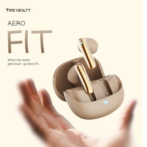 Image of Fire-Boltt Aero Fit TWS Earbuds with Custom EQ, Bluetooth 5.4 Wireless Earphones, 50H Playtime, Fast Charging Case, 50ms Low Latency Gaming & Touch Controls Silk Gold