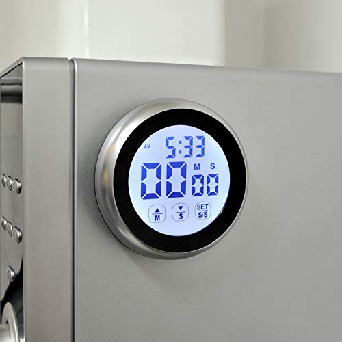 Mooas Led Digital Cooking Timer Tc2 (Black), Kitchen Timer, Stop Watch, Timer With Backlight Touch Screen Big Digits Magnetic Back Alarm Clock Count Up Countdown, Ideal For Studying Cooking Exercising #TOP5