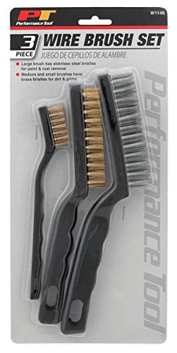 Performance Tool W1149 3-Piece Brass And Stainless-Steel Wire Brush Set #TOP1