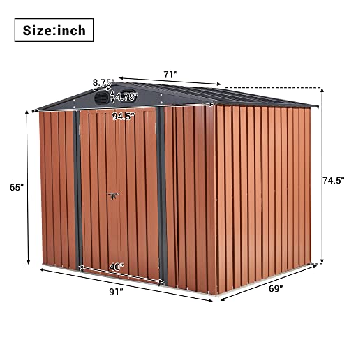 Jaord 8 X 6 Ft Storage Shed, Outdoor Galvanized Steel Shed, Outside Garden Tool Storage House With Lockable Door For Patio, Backyard, Lawn Mower, Dark Brown… #TOP3
