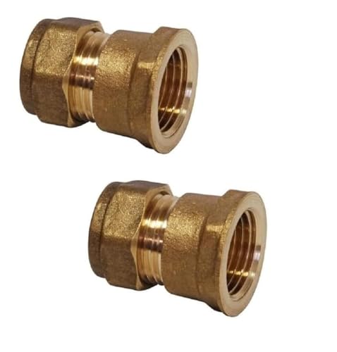 hep® 22mm Compression by 1/2" BSP Brass Female Iron Coupler Straight Adaptors 22mm x 1/2" Female (Pack of 2)
