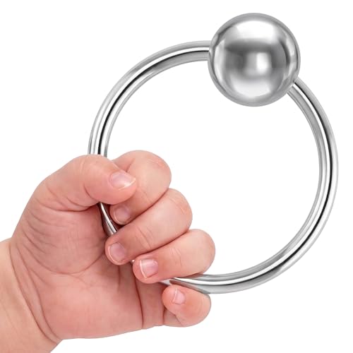 Image of Baby Teether Rattle Ring for Boy and Girl, 925 Sterling Silver, Newborn Gifts for Babies 0-12 Months, Non-Tarnishing, Beautiful Box Packaging, Custom Engraving Available