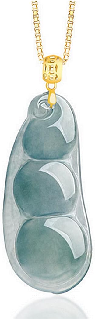 Necklaces for women,Natural Grade A Jade Jadeite Blue water Green Beans Fu Dou Pendant 18K gold buckle with ice kind jade necklace