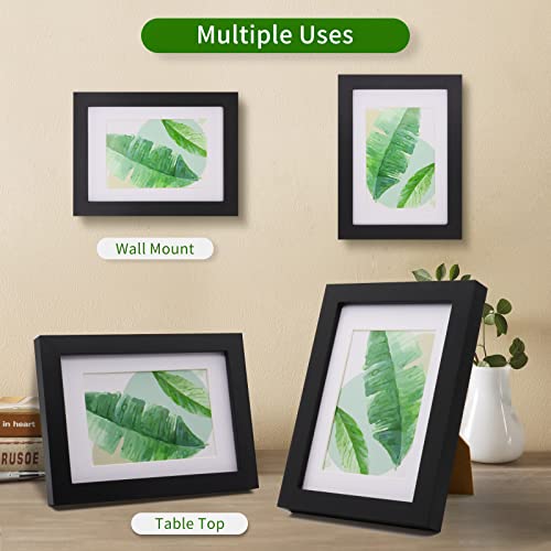 Yueyee 5X7 Picture Frame 2 Packs - Black Solid Wood Picture Frames,Display Photo 3X5 Inch With Mat, 5X7 Inch Without Mat,Photo Frames For Wall Or Tabletop #TOP2
