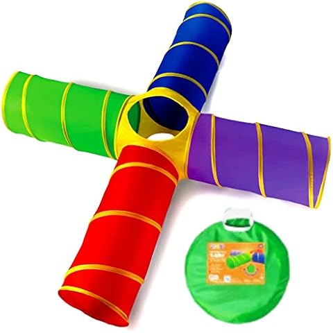 Play22 4-Way Play Tunnel For Kids To Crawl Through 8 Feet - Kids Play Tunnels For Toddlers Indoor/Outdoor Fun For Kids, Dogs Tunnel Ball Pit - Kids Pop Up Play Tent Tunnel Foldable Into A Carrying Bag Cover
