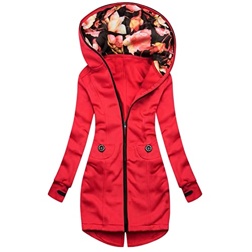 Sudadera con Estampado Floral de Manga Larga con Cremallera Abrigo de Mujer Chaqueta con Bolsillo...