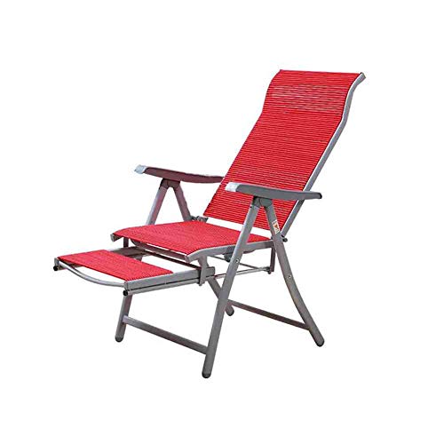 ECSD Adjustable Outdoor Folding Recliner Chair Beach Chair,Relaxing Lounge Chair，rubber Band Chair ，Red