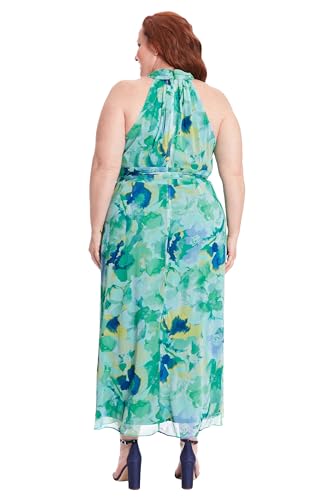 Image of London Times Women's V-Neck Waist Tie Ruffle Cascade Dress for Women | Wedding Guest Dresses for Women