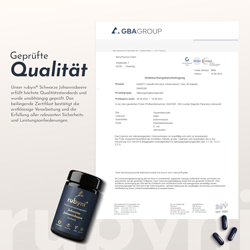 rubyni® Schwarze Johannisbeere (60 Kapseln) • 445mg Johannisbeerenextrakt hochdosiert (davon 48,9mg Anthocyane) • 100% CurrantCraft® • Natürliches Superfood • Vegan & ohne Zusätze