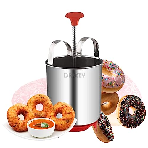 Image of Effortlessly Create Perfectly Shaped and Crispy Mendu Vadas and Donuts with Stainless Steel Medu Vada and Donut Maker with Stand - The Ideal Mendu Machine for Your Kitchen (Stainless Steel)