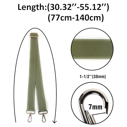 Image of Sage Green Purse Strap with Light Gold Hardware 1-1 /2 Inch Wide Solid Color Replacement Crossbody Guitar Style Shoulder Strap for Handbags Totes