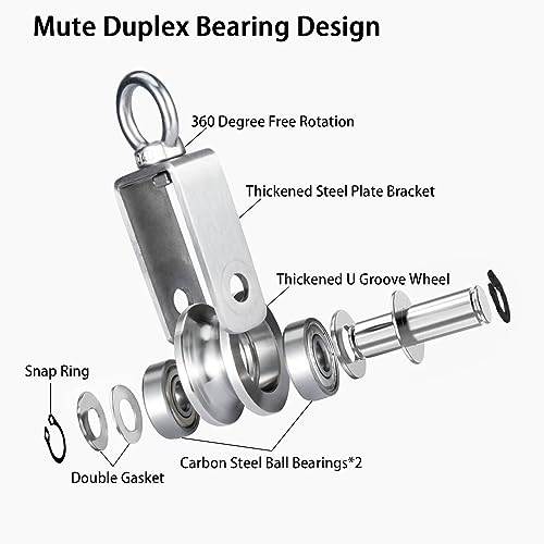 Shinico Cable Pulley Wheel Stainless Steel, Bearing Inside, Rope Pulley For Pulley System, Gym Equipment, Clothesline, 2 Pack #TOP3