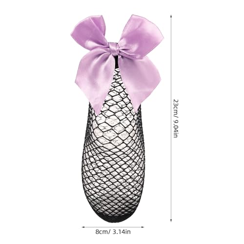 Amosfun 5 Pairs Japanese Fishnet Ankle Socks with Bowknots – Elastic Non-Slip Short Socks in Black, White, Red, Purple and Rose2